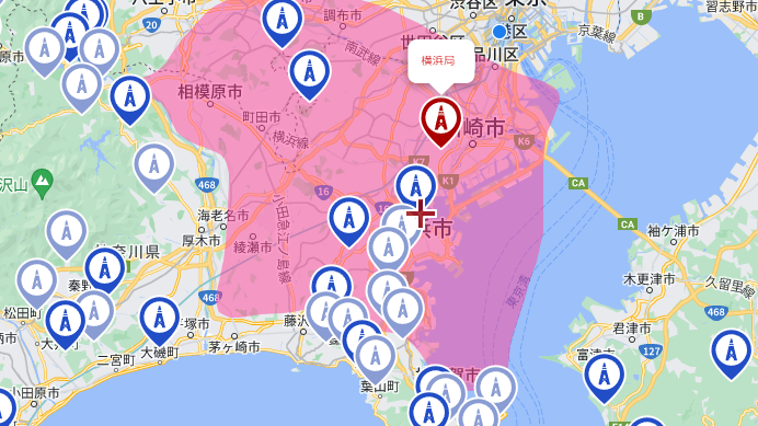 横浜局の受信エリア